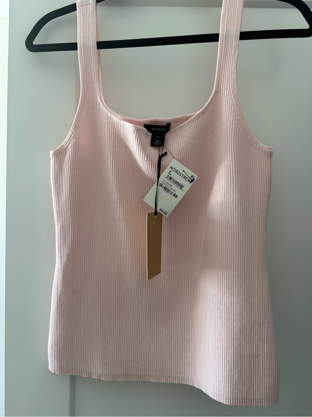 Halogen by Nordstrom Pale Pink Ribbed Tank Top